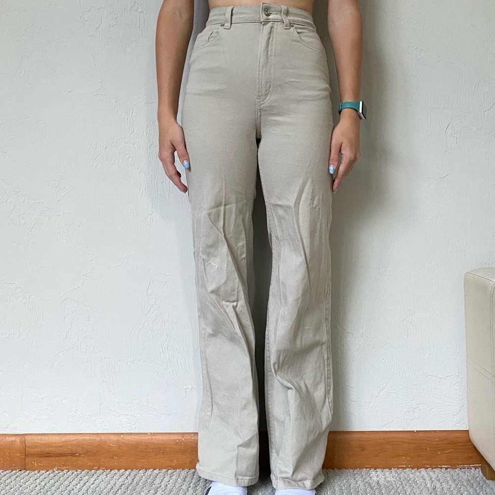 tan wide leg pants